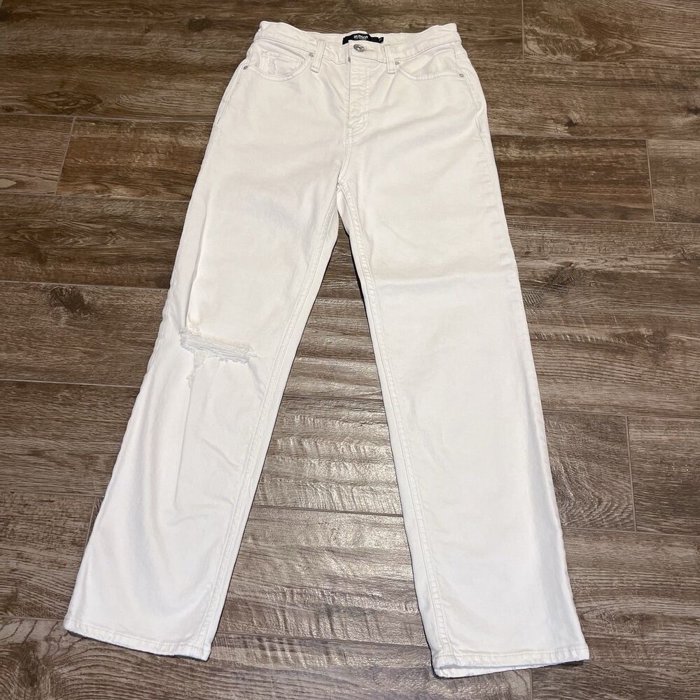 Hudson Remi Jeans Women’s 27 Cream High Rise Straight Leg Ankle Distressed